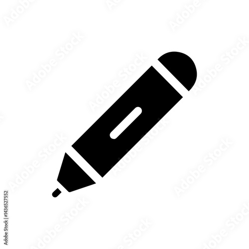 Black Filled Minimal Icon of a Stylus Pen with Thin Tip