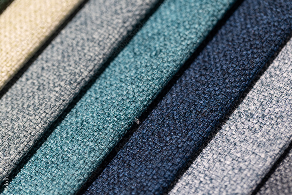 Closeup of colorful textured textile samples
