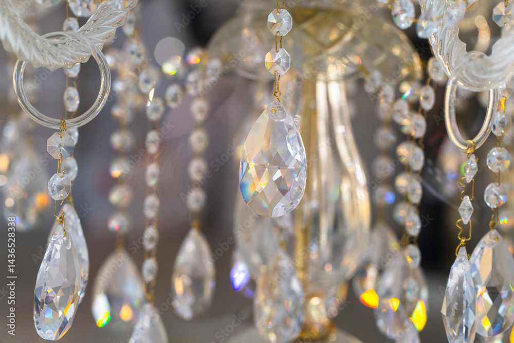 Closeup of crystal chandelier