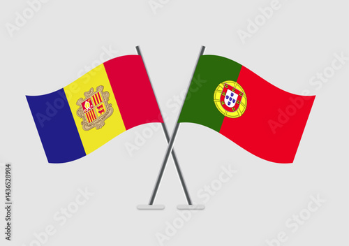 Andorra and Portugal vector flags artwork in official harmony layout