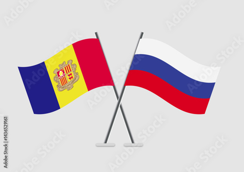 Andorra and Russia vector flags shown in treaty-style illustration