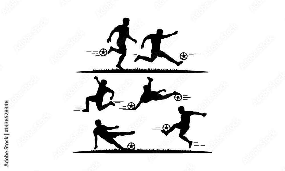 Obraz premium Set of Soccer Players Silhouettes