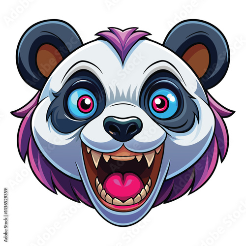 Excited panda face with vibrant colors