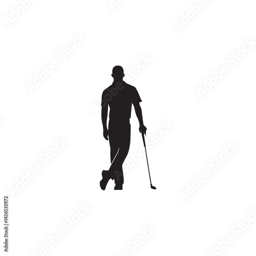 Man Playing golf silhouette icon flat vector design