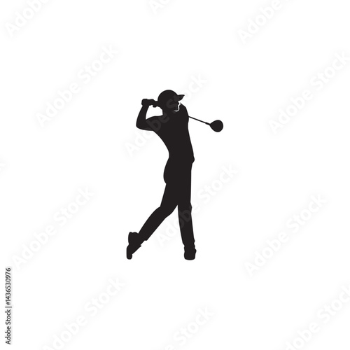 Man Playing golf silhouette icon flat vector design