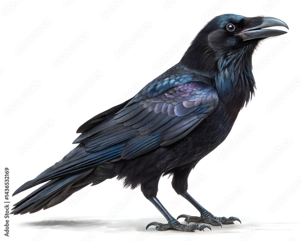 Fototapeta premium raven side profile glossy black feathers