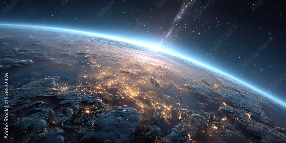 Fototapeta premium Earth from space, sunrise