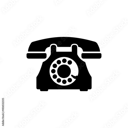 Telephone Rotary Dial with Numbers and Handle Black Icon