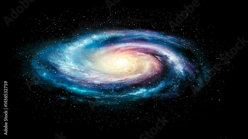 A stunning view of a colorful galaxy swirling in the depths of outer space.