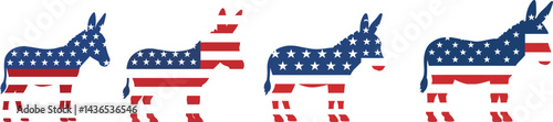 "Democratic Donkey Silhouette Vector Set: Black and Red Stars for Design Projects on the white background AI Generative"

