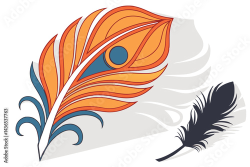 71 abstract paper art, folded paper sculpture, flame-like shape, vibrant gradient colors, orange to blue spectrum, 3D layered design, symmetrical curves, organic form, wall-mounted artwork, minimalist