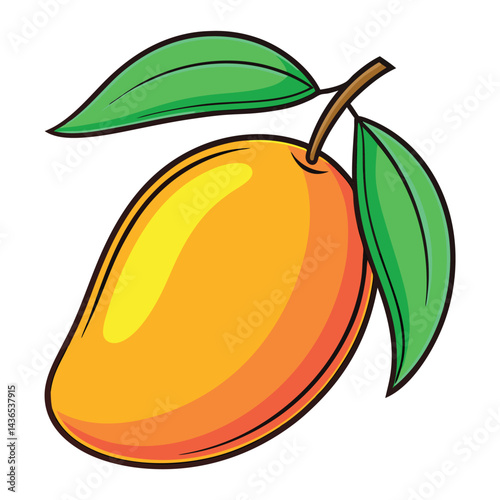 Ripe Mango with Leaves