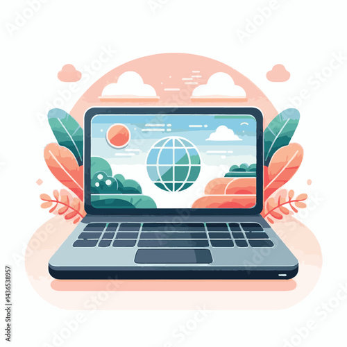 computer, laptop, business, technology, digital, internet, pc, monitor, notebook, communication, screen, modern, desktop, work, background, isolated, blank, display, keyboard, mockup, front, object, d