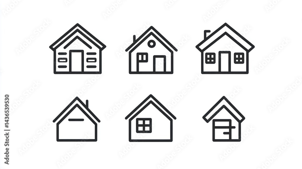 Simple House Icons Set Simple House Icons Set