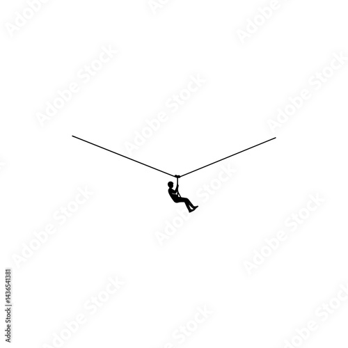 Zipline Between Two Trees with Rider - Silhouette in Motion