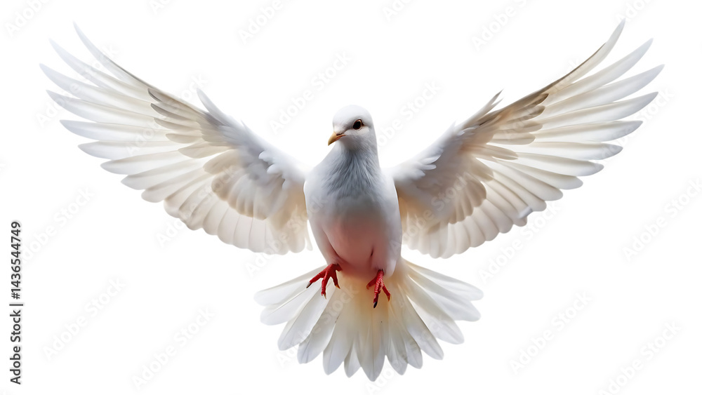 Fototapeta premium flying white dove isolated on white background. PNG