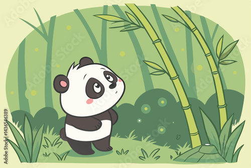 78 Cute cartoon panda, bamboo forest, magical glowing fireflies, lush green background, soft lighting, dreamy atmosphere, digital art, 3D rendering, high detail, adorable character design, fantasy ele