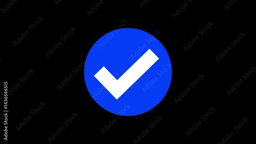 Circle with Checkmark Symbol Animation, Symbolizing Approval or Success Circle with Checkmark Symbol Animation, Symbolizing Approval or Success