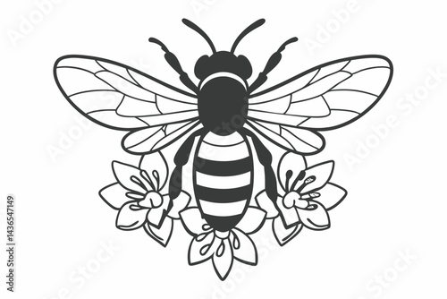 bee and flowers