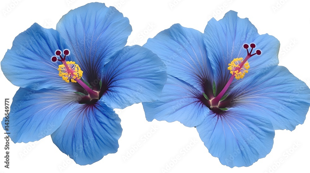 Fototapeta premium Beautiful Blue Hibiscus Flower Clip Art on White Background