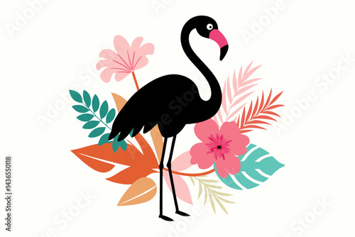 vector illustration of a pink flamingo