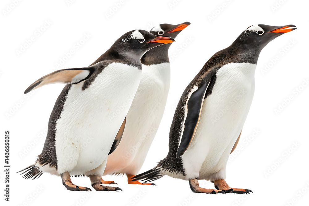 Fototapeta premium gentoo penguins isolated on white background, PNG