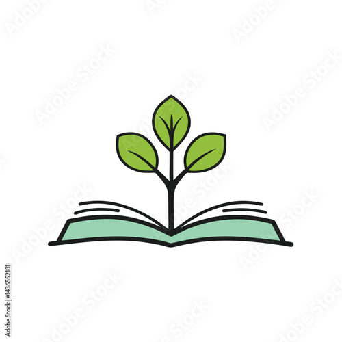 Merge An Open Book With A Tree Growing Out Of It