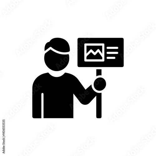Influencer with Brand Sponsorship Sign Black Icon