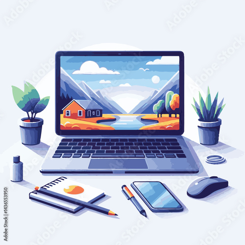 computer, laptop, business, technology, digital, internet, pc, monitor, notebook, communication, screen, modern, desktop, work, background, isolated, blank, display, keyboard, mockup, front, object, d