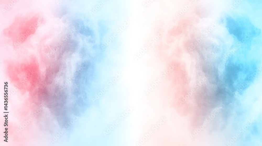 Fototapeta premium Pastel pink and blue cloudscape, serene sky, background for design