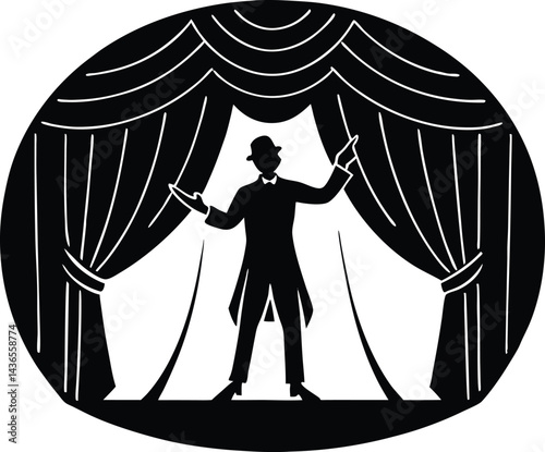 actor taking bow on stage silhouette