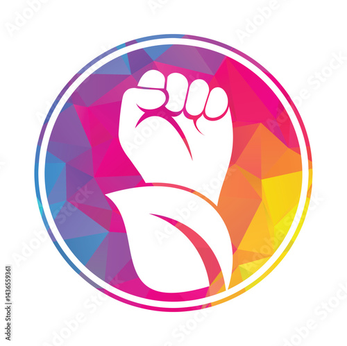 Power of nature vector logo design. Hand and eco symbol or icon.