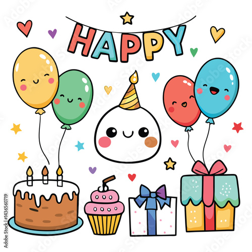 Cute Birthday Party Illustration