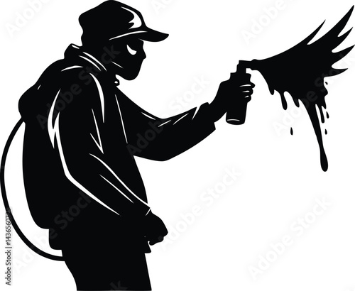 graffiti artist spraying mural silhouette