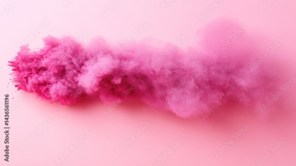 Fototapeta premium Pink powder explosion on pink background, abstract design for marketing