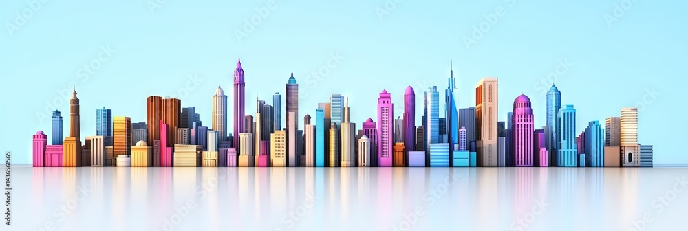 Obraz premium 3D vector lahore downtown skyline