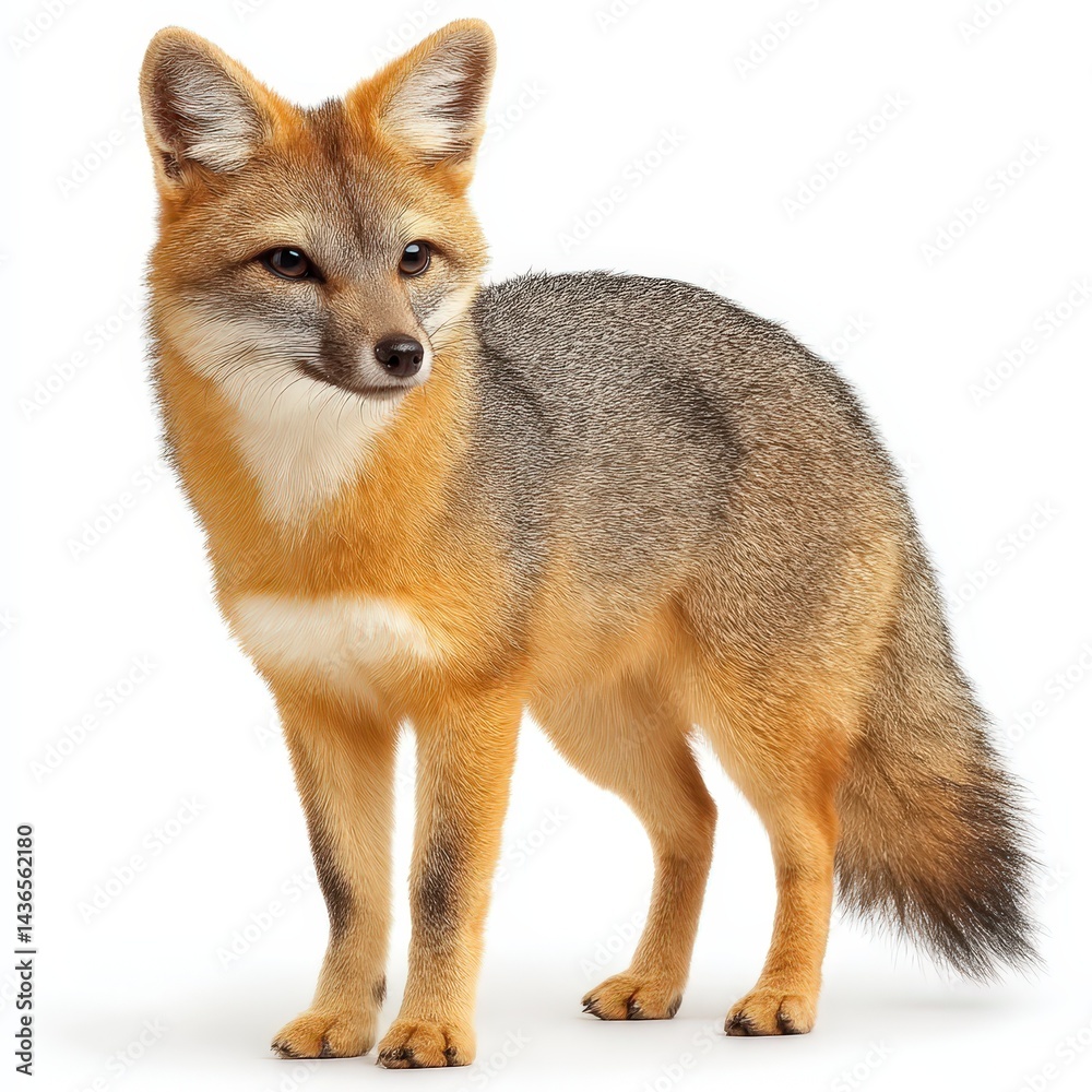 Fototapeta premium Standing Fox Isolated on White Background