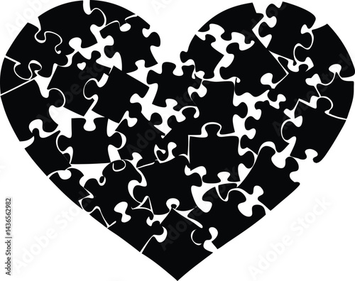 puzzle pieces forming heart silhouette