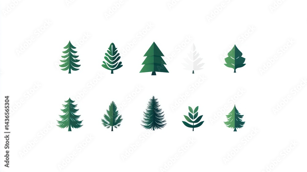 Obraz premium Simple Christmas Tree Icons Collection