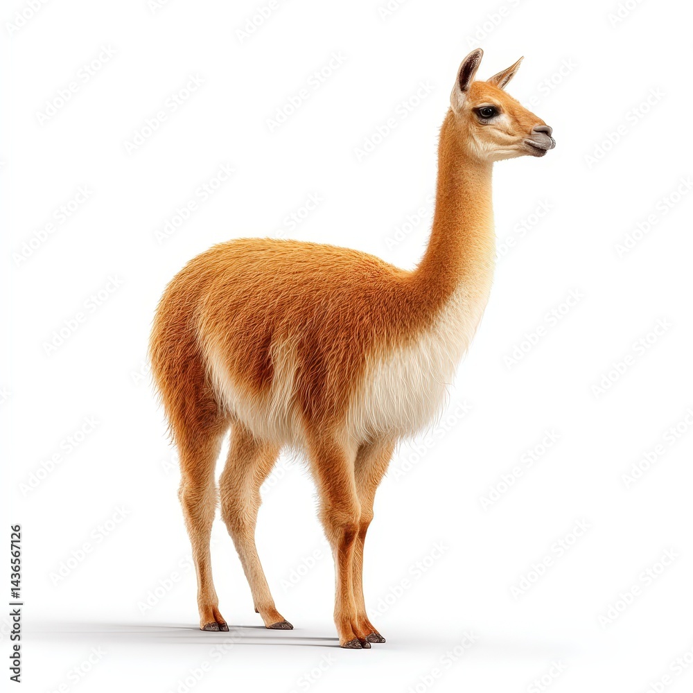 Standing Vicuña Isolated on White Background. Standing Vicuña Isolated on White Background.
