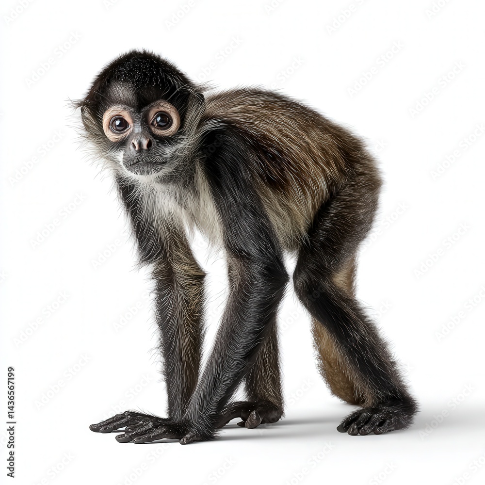 Obraz premium Young Spider Monkey on White Background.