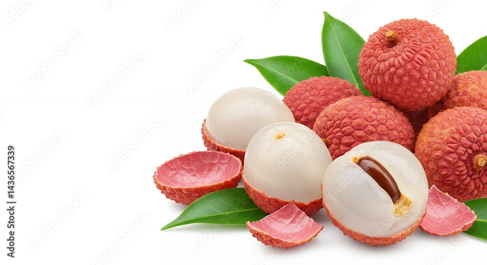 Lychee Fruits with Leaves Lychee Fruits with Leaves