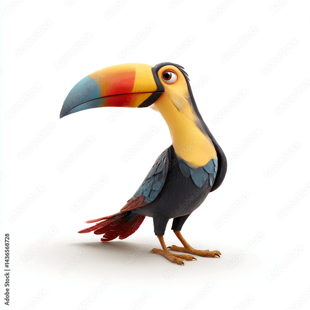 Fototapeta premium Cute Cartoon Toucan Bird Character Illustration