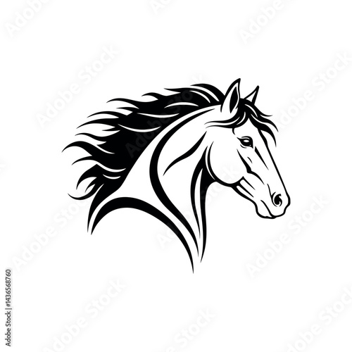 Majestic Horse Head Illustration Elegant Black and White Equine Design