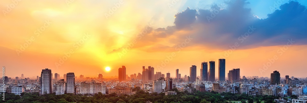 Fototapeta premium manga delhi downtown skyline