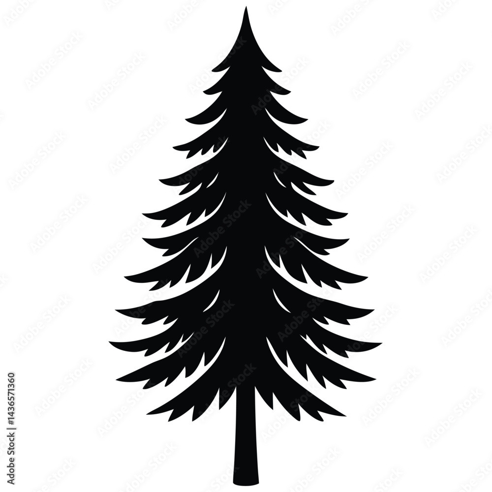 Vector Illustration of Cute Pine Tree Vector Illustration of Cute Pine Tree