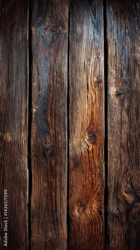 Naklejka premium Aged wooden planks, vertical texture