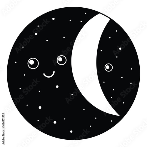 Vector Illustration of Cute Moon