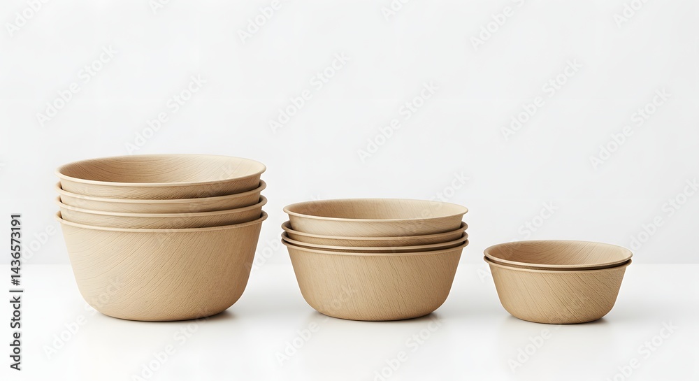 Stacked Biodegradable Bowls: Eco-Friendly Packaging Solutions in Natural Brown Tones for Food Service, Catering, and Sustainable Living, Promoting a Greener Planet Stacked Biodegradable Bowls: Eco-Friendly Packaging Solutions in Natural Brown Tones for Food Service, Catering, and Sustainable Living, Promoting a Greener Planet