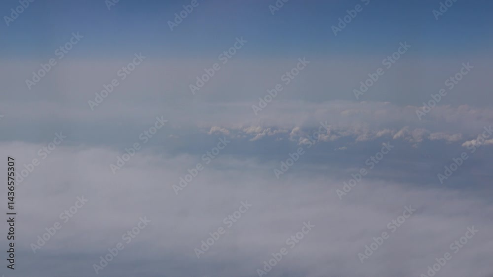 Airplane cabin view: Plane flying in a clear sky. Airplane cabin view: Plane flying in a clear sky.
